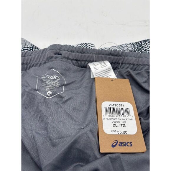 ASICS Women's Ready-Set 3In Graphic Shorts, Black/White - Picture 9 of 12